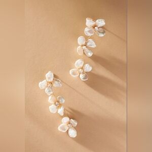 Anthropologie Serefina Heishi Pearl Floral Earrings